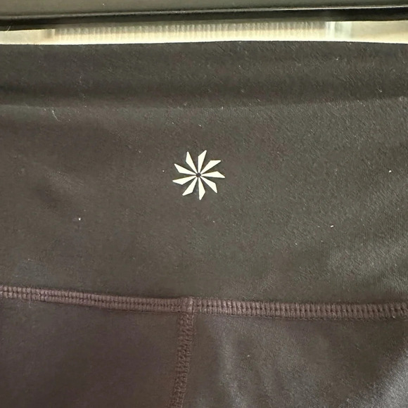 ATHLETA XXS Black Hi-Rise Leggings Mesh Detailed Ankles and Patterned Thigh - Picture 9 of 9